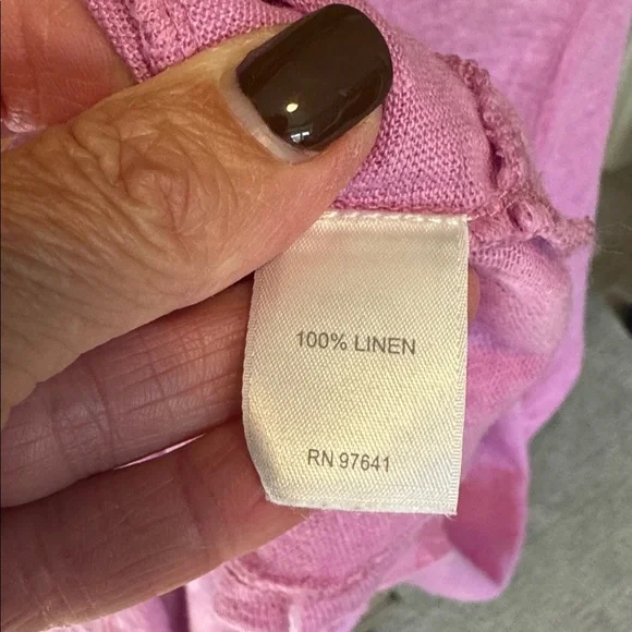 J. Jill Love Linen T Shirt Top Womens XL Pink Short Sleeve 100% Linen Lagenlook - Picture 7 of 10